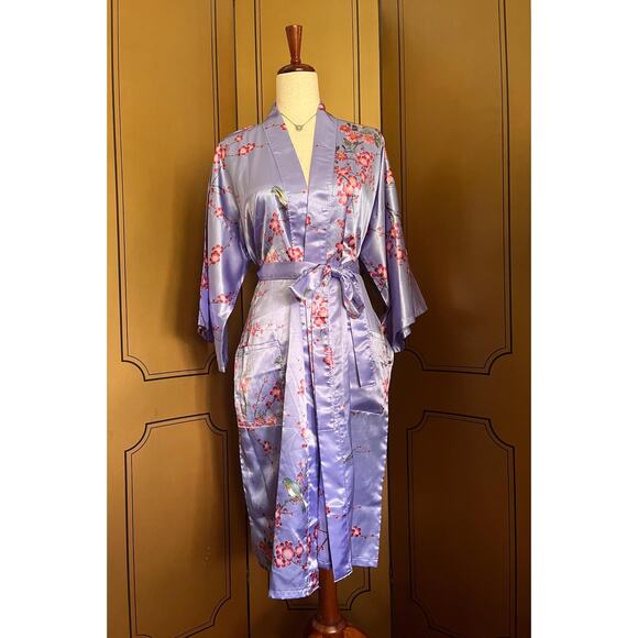 Vintage kimono robe in purple, made in Japan, size 10 - Picture 5 of 5